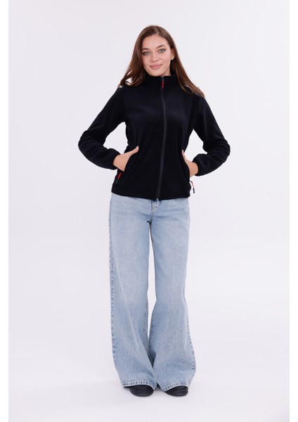 Kadın Slim Fit Tam Fermuarlı Polar Ceket