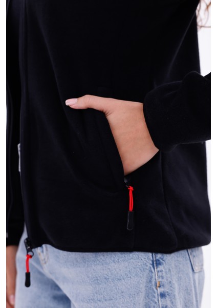 Kadın Slim Fit Tam Fermuarlı Polar Ceket