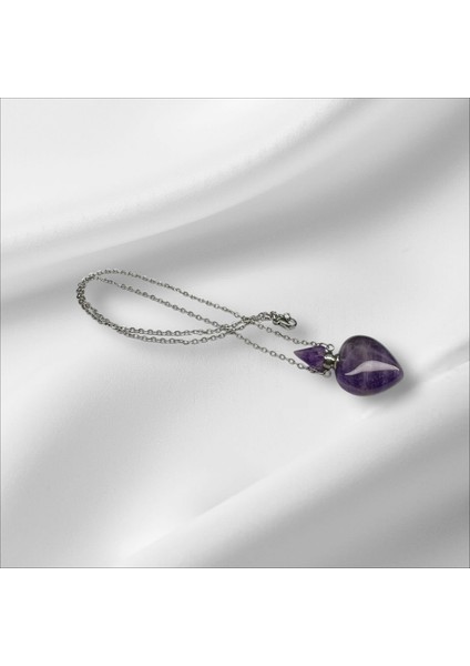 Parfüm Şişe Tasarımlı Doğal Taş Çelik Kolye