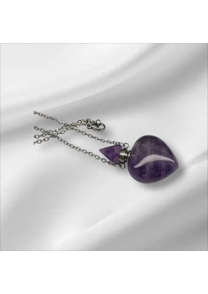 Parfüm Şişe Tasarımlı Doğal Taş Çelik Kolye fiyatları