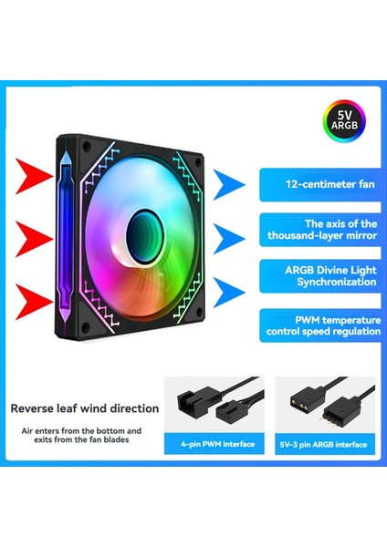 Argb Soğutma Fanı Bilgisayar Kasası 12CM 5V 4pin Pwm Sessiz 800-1600RPM Pc Için Ters Hava Akışı (Yurt Dışından) indirimleri