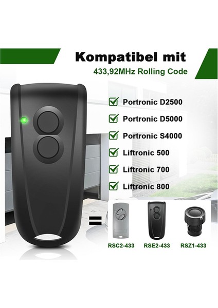 Garaj Kapısı Açacağı Için 2 Adet 433.92MHZ Uzaktan Kumanda, 2 Kanallı El Tipi Verici Rsc2, Rse2 (Yurt Dışından) modelleri