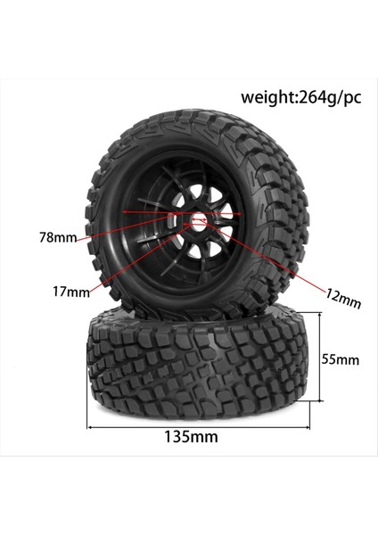 4 Adet 135MM 1/7 1/8 Çöl Kısa Kulvar Kamyon Lastiği 17MM Tekerlek Altıgen Arrma Mojave Udr Yikong Df7 Rc Araba Için (Yurt Dışından) modelleri