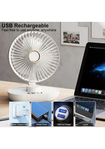 Dijital Ekranlı Mini Taşınabilir Masaüstü Hava Sirkülatörü Elektrikli USB Şarj Edilebilir Küçük Masa Masa Vantilatörü (Yurt Dışından) fiyatları