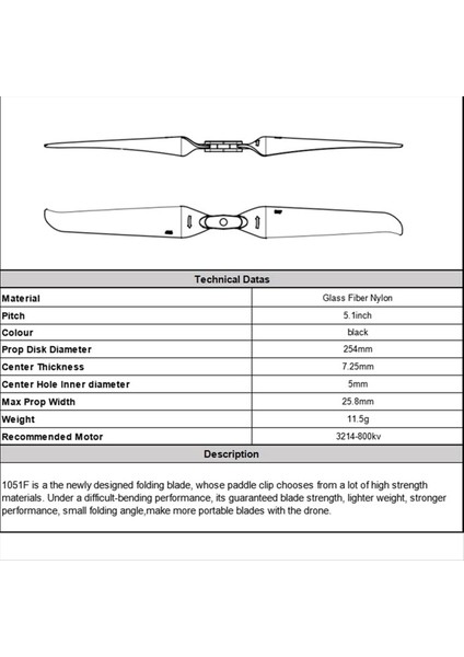 Fpv Uzun Menzilli Iha Parçaları Için 10 Inç Pervane 3 Kanatlı 2 Çift (2cw+2ccw) F1051 Cam Elyaf Naylon (Yurt Dışından) modelleri
