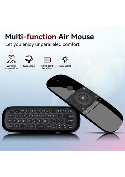 W1 Air Mouse 2.4g Kablosuz Klavye Uzaktan Kumanda Ir Öğrenme 6- Hareket Algılama Akıllı Tv Android Pc Için (Yurt Dışından) modelleri
