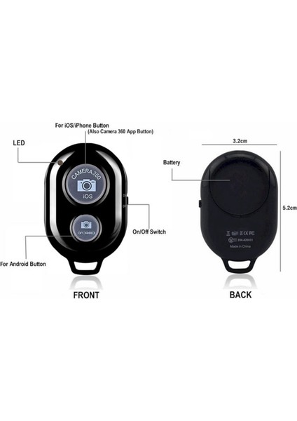 Cep Telefonu Bluetooth Kablosuz Uzaktan Kumandalı Monopod Selfie Çubuğu Deklanşör Otomatik Zamanlayıcı Ios Android Için (Yurt Dışından) fiyatları