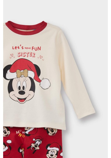 Kız Bebek Disney Mickey & Minnie Yılbaşı Temalı Pijama Takımı Uzun Kollu Üst Uzun Alt F4595A525WN modelleri