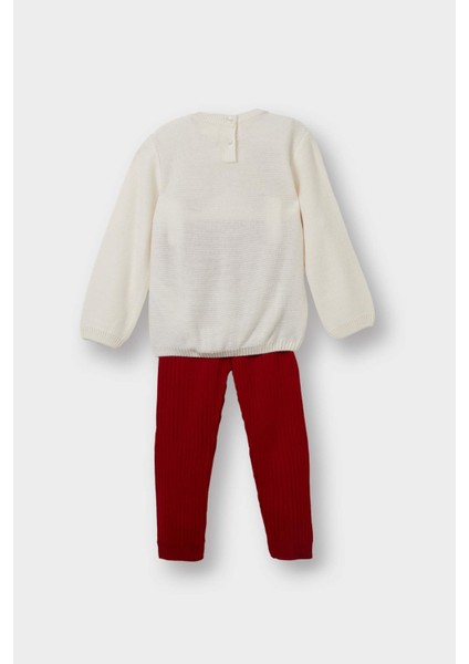 Kız Bebek 2'li Takım Yılbaşı Temalı Triko Kazak Alt F3229A525WN fırsatları