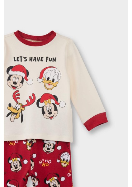 Erkek Bebek Disney Mickey & Minnie Yılbaşı Temalı Pijama Takımı Uzun Kollu Üst Uzun Alt F4585A525WN modelleri