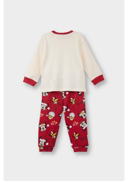 Erkek Bebek Disney Mickey & Minnie Yılbaşı Temalı Pijama Takımı Uzun Kollu Üst Uzun Alt F4585A525WN fırsatları
