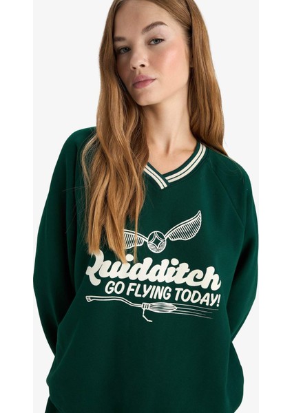 Coool Harry Potter Oversize Geniş Kalıp V Yaka Sweatshirt F9013AX25AU fırsatları