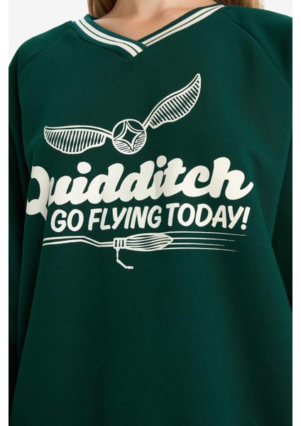 Coool Harry Potter Oversize Geniş Kalıp V Yaka Sweatshirt F9013AX25AU