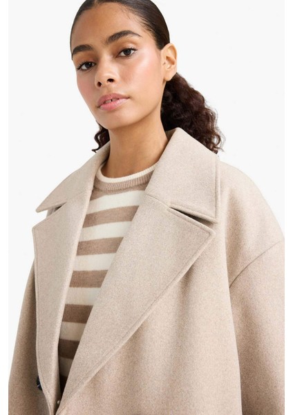 Regular Fit Düğmeli Uzun Kaşe Kaban F1197AX25WN indirimleri