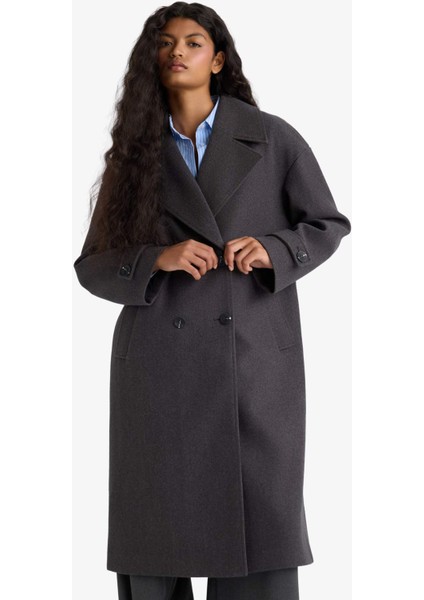 Regular Fit Düğmeli Uzun Kaşe Kaban F1197AX25WN modelleri