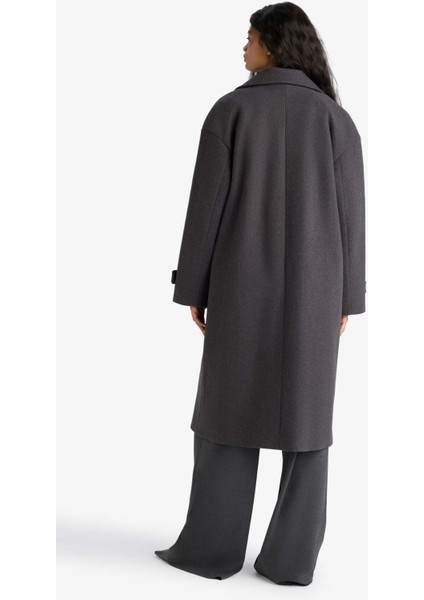 Regular Fit Düğmeli Uzun Kaşe Kaban F1197AX25WN