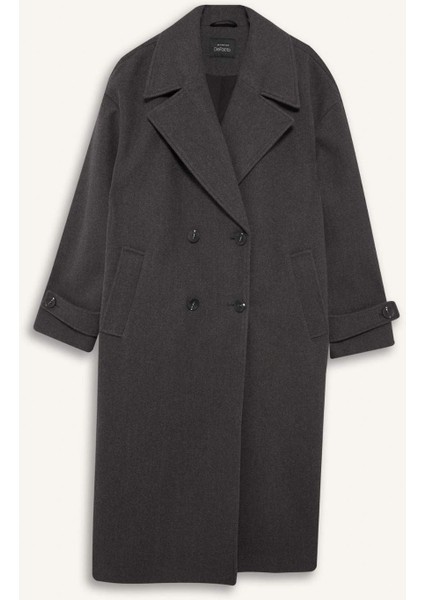 Regular Fit Düğmeli Uzun Kaşe Kaban F1197AX25WN