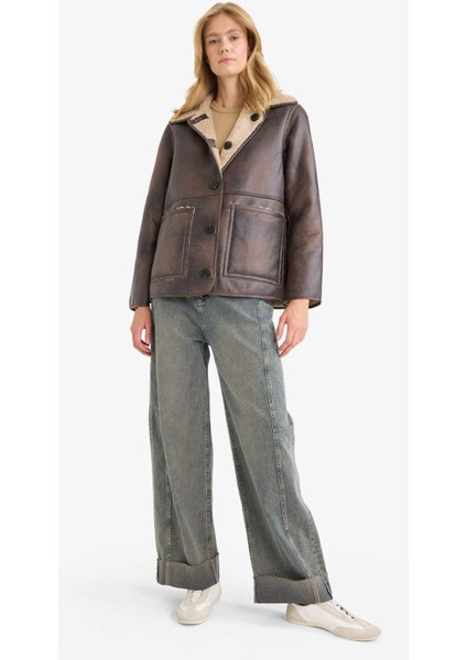 Çift Taraflı Regular Fit Polo Yaka Suni Kürk Astarlı Mont F2914AX25WN fiyatları