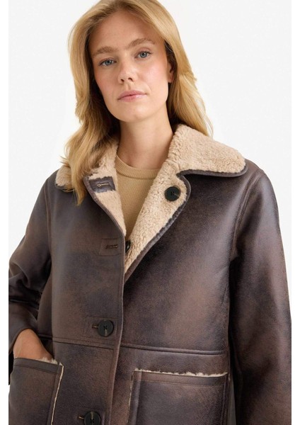 Çift Taraflı Regular Fit Polo Yaka Suni Kürk Astarlı Mont F2914AX25WN modelleri