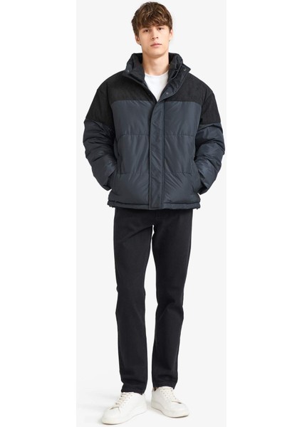 Oversize Geniş Kalıp Dik Yaka Kadife Detaylı Peluş Astarlı Mont E9976AX25WN fiyatları