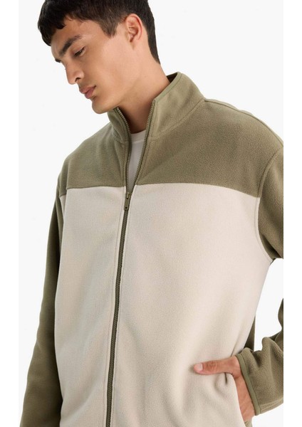 Relax Fit Yarım Balıkçı Yaka Fermuarlı Polar Hırka F0449AX25AU fırsatları