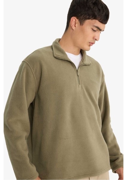 Relax Fit Yarım Fermuarlı Polar Sweatshirt F0448AX25AU