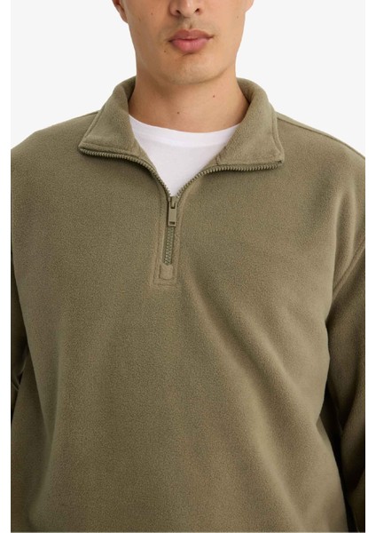 Relax Fit Yarım Fermuarlı Polar Sweatshirt F0448AX25AU indirimleri