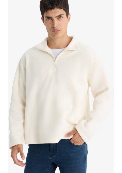 Relax Fit Yarım Fermuarlı Polar Sweatshirt F0448AX25AU
