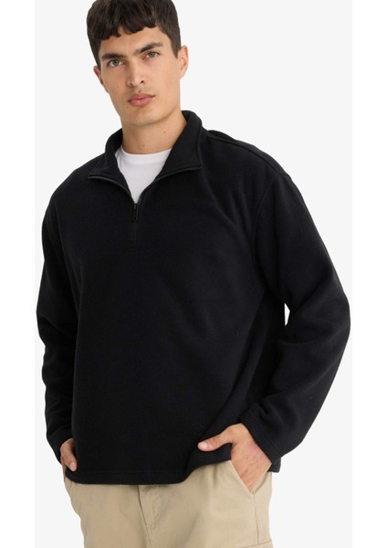 Relax Fit Yarım Fermuarlı Polar Sweatshirt F0448AX25AU