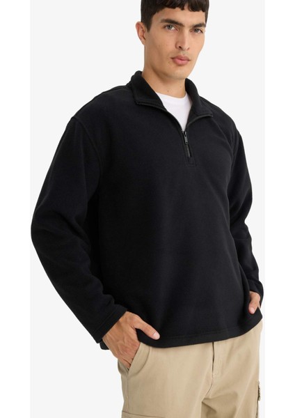 Relax Fit Yarım Fermuarlı Polar Sweatshirt F0448AX25AU fırsatları