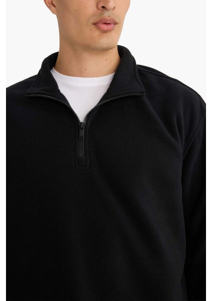 Relax Fit Yarım Fermuarlı Polar Sweatshirt F0448AX25AU indirimleri