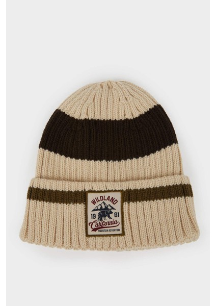 Erkek Etiket Baskılı Triko Bere A5057AX25WN