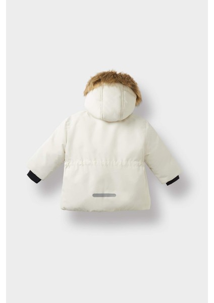 Kız Bebek Çıkarılabilir Suni Kürk Yaka Kapüşonlu Polar Astarlı Fermuarlı Şişme Kayak Montu F4157A525WN modelleri