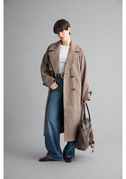 Regular Fit Düğmeli Kaşe Uzun Kaban F1213AX25WN