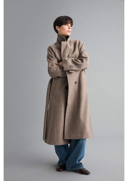 Regular Fit Düğmeli Kaşe Uzun Kaban F1213AX25WN fırsatları