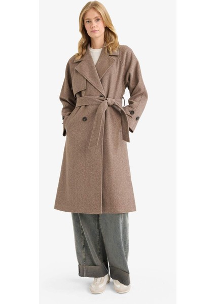 Regular Fit Düğmeli Kaşe Uzun Kaban F1213AX25WN