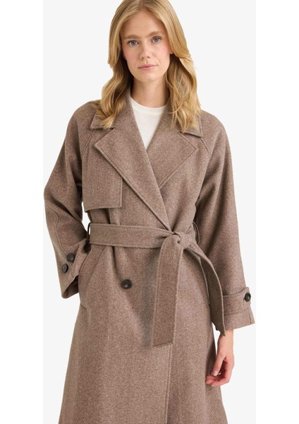 Regular Fit Düğmeli Kaşe Uzun Kaban F1213AX25WN