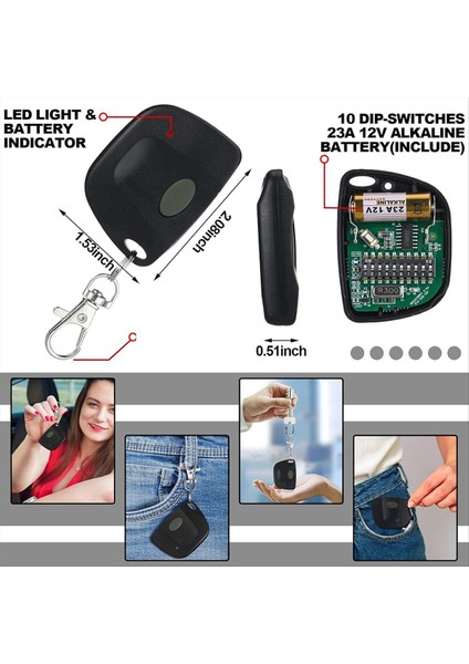 3 Adet Garaj Kapısı Uzaktan Kumandası Multicode 300MHZ 10 Dip Anahtarı 3089 3060 3070 Kapı Açacağı Anahtarlık ile Uyumlu (Yurt Dışından) fiyatları