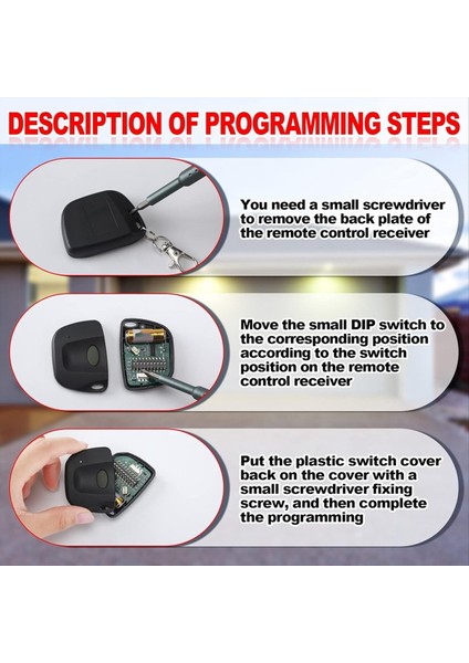 3 Adet Garaj Kapısı Uzaktan Kumandası Multicode 300MHZ 10 Dip Anahtarı 3089 3060 3070 Kapı Açacağı Anahtarlık ile Uyumlu (Yurt Dışından) modelleri