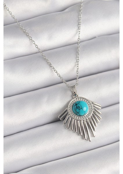 316L Çelik Gümüş Renk Zincir Mavi Boncuklu Zirkon Taşlı Kadın Kolye - TJ-BKO9617 modelleri