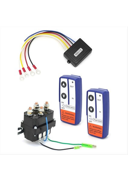 Kablosuz Uzaktan Kumandalı Vinç Seti - 12V, 250A, Su Geçirmez, Solenoid Röle Kontaktör + 2 Adet (Yurt Dışından)