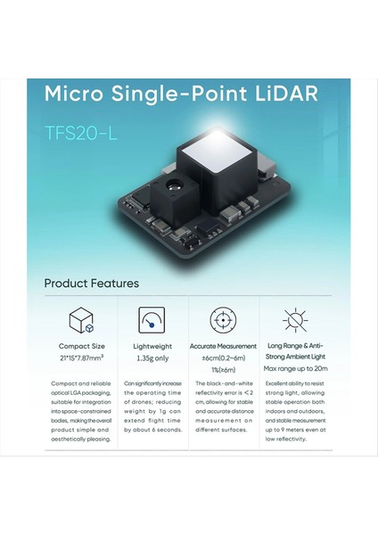TFS20-L 20 Metre Uart Iıc Minyatür Mikro Tip Tek Nokta Lidar Sensör Modülü Mesafe Ölçüm Modülü Iha Için (Yurt Dışından) modelleri