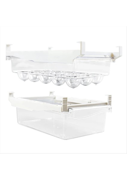 Buzdolabı Düzenleyici Seti, Meyve ve Yumurta Için Raf Altı Çekmece - Buzdolabı Saklama Kutusu, Taze Tutan Mutfak Düzenleme (Yurt Dışından)