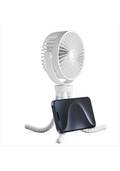 Bebek Arabası Vantilatörü Mini Açık Hava USB Hızlı Esnek Ahtapot Üçayak Klipsli El Tipi Beşik Beyaz (Yurt Dışından)