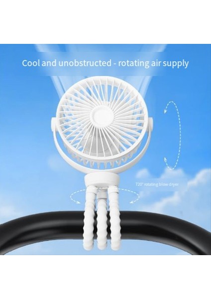 Bebek Arabası Vantilatörü Mini Açık Hava USB Hızlı Esnek Ahtapot Üçayak Klipsli El Tipi Beşik Beyaz (Yurt Dışından) fiyatları