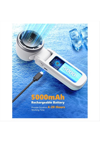 Taşınabilir El Tipi Turbo Vantilatör, Kademesiz 100 Vitesli Şarj Edilebilir Kişisel El Vantilatörü, Açık/kapalı Aktiviteler Için 5000MAH, A (Yurt Dışından) indirimleri