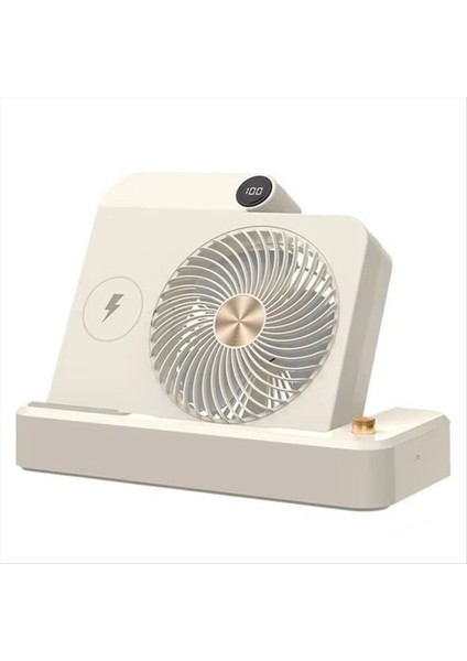 Masaüstü Fan Hava Sirkülatörü Kablosuz Şarj Cihazı Açısal Taban 100 Derece Hız Ayarı Dijital Ekran Soğutma Cihazı B (Yurt Dışından)