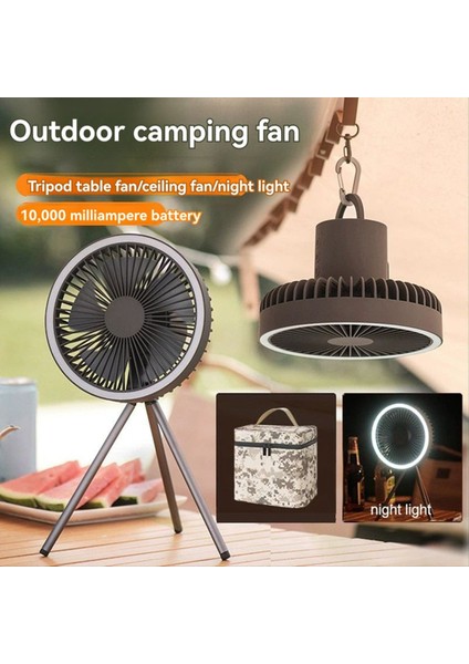10000MAH Kamp Vantilatörü Şarj Edilebilir Masa Taşınabilir Kablosuz Tavan Tipi Power Bank LED Aydınlatmalı Beyaz (Yurt Dışından) indirimleri