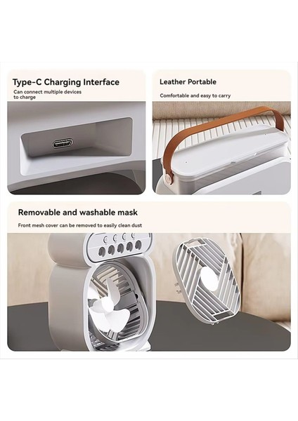 Vantilatör Klima Ev Tipi Küçük Hava Soğutucu LED Gece Lambası Nemlendirici Ayarlı Ofis Siyah (Yurt Dışından) indirimleri