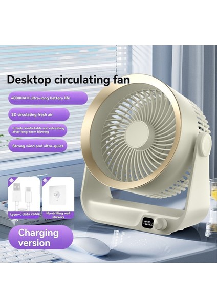 Taşınabilir Hava Sirkülasyonlu Masa Vantilatörü Masaüstü 4000MAH Pil Şarj Edilebilir 100 Hız Ayarlanabilir 180° Ev ve Ofis Için (Yurt Dışından) indirimleri
